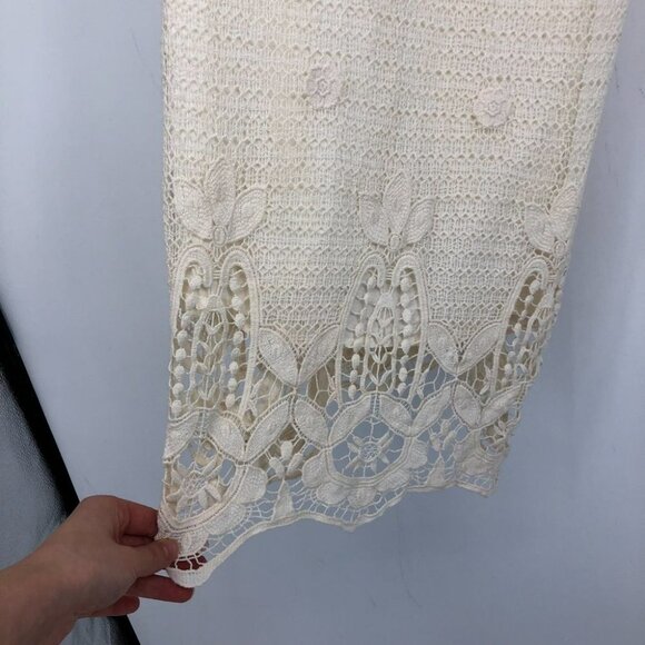 Maje Paris Creme Ecru Rye crochet sleeveless  mini dress lace hem racerback 3 - Picture 8 of 16